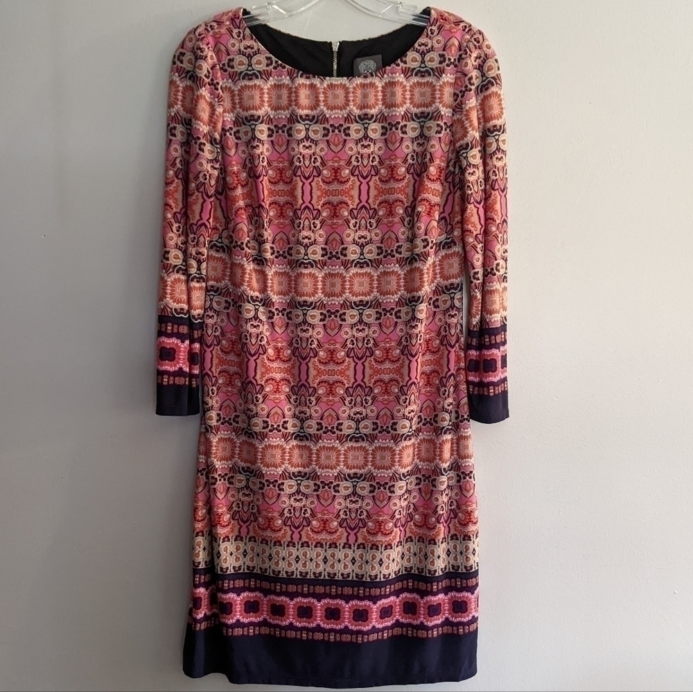 𝅺vince Camuto Multicolor Long Sleeve Midi Dress, Size 6